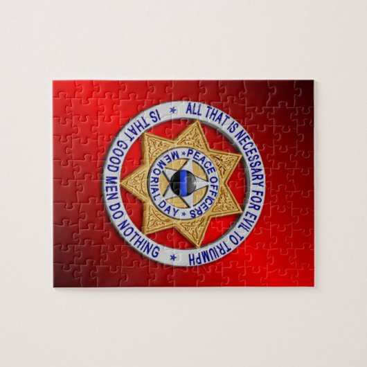 Thin Blue Line Star Badge Legpuzzel (Horizontaal)