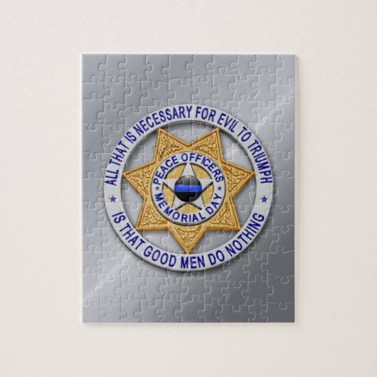 Thin Blue Line Star Badge Legpuzzel (Verticaal)