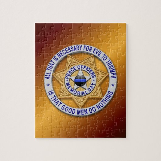Thin Blue Line Star Badge Legpuzzel (Verticaal)