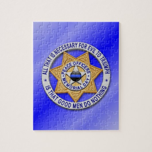Thin Blue Line Star Badge Legpuzzel (Verticaal)