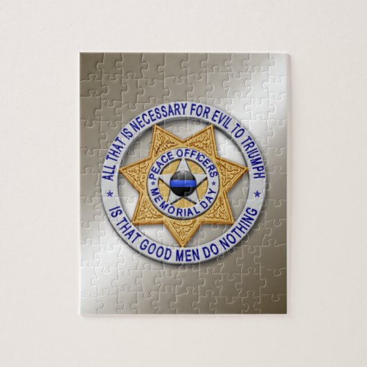 Thin Blue Line Star Badge Legpuzzel (Verticaal)