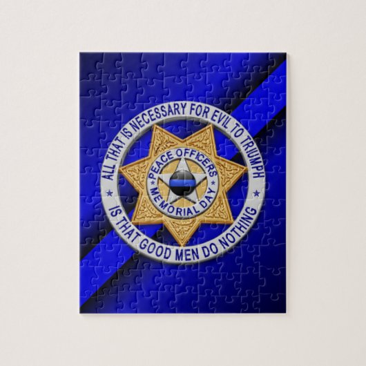 Thin Blue Line Star Badge Legpuzzel (Verticaal)