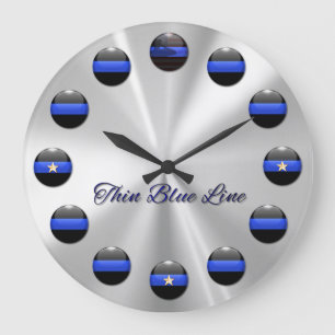 Thin Blue Line Star Buttonnen Grote Klok