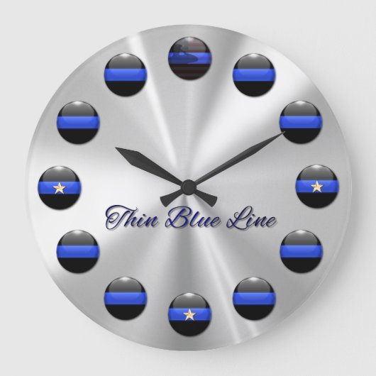 Thin Blue Line Star Buttonnen Grote Klok (Voorkant)