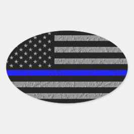 THIN BLUE LINE SUPPORT POLICE OVAL BUMPERSTICKER OVALE STICKER