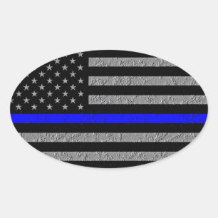 THIN BLUE LINE SUPPORT POLICE OVAL BUMPERSTICKER OVALE STICKER