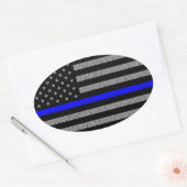THIN BLUE LINE SUPPORT POLICE OVAL BUMPERSTICKER OVALE STICKER (Envelop)