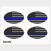 THIN BLUE LINE SUPPORT POLICE OVAL BUMPERSTICKER OVALE STICKER (Vel)