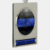 Thin Blue Line Trooper Salute Flag Verzilverd Banner Ornament (Rechts)