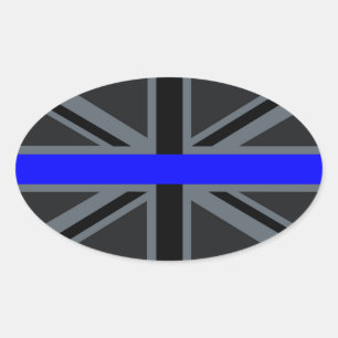 Thin Blue Line Union Jack Decor Ovale Sticker