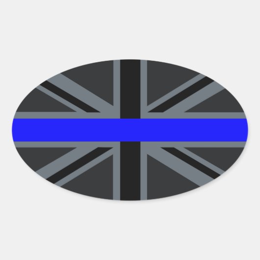 Thin Blue Line Union Jack Decor Ovale Sticker (Voorkant)