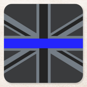 Thin Blue Line Union Jack Decor Vierkante Kartonnen Onderzetter