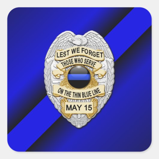Thin Blue Line Vierkante Sticker (Voorkant)