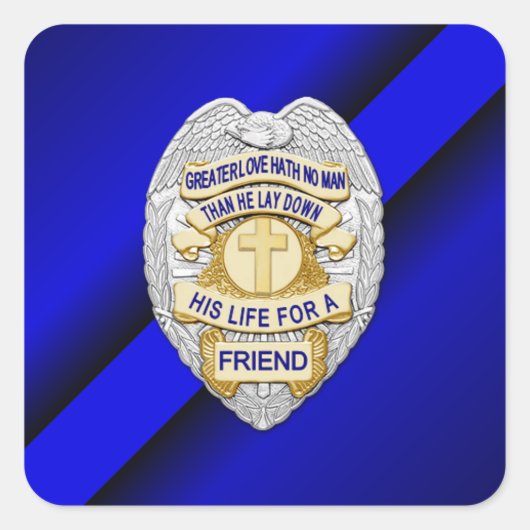 Thin Blue Line Vierkante Sticker (Voorkant)