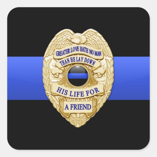 Thin Blue Line Vierkante Sticker (Voorkant)