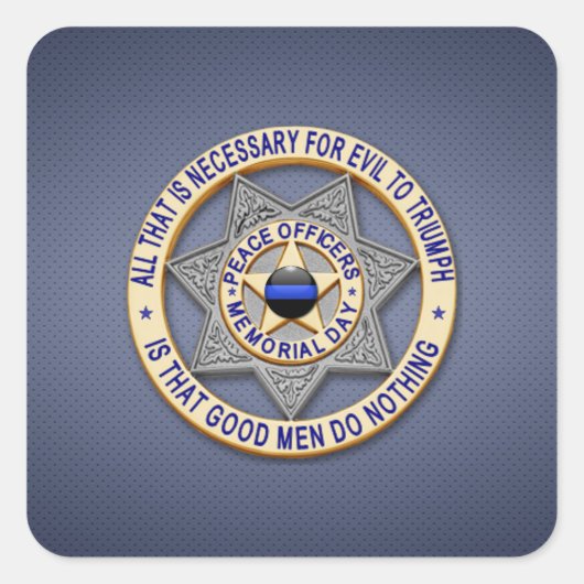 Thin Blue Line Vierkante Sticker (Voorkant)