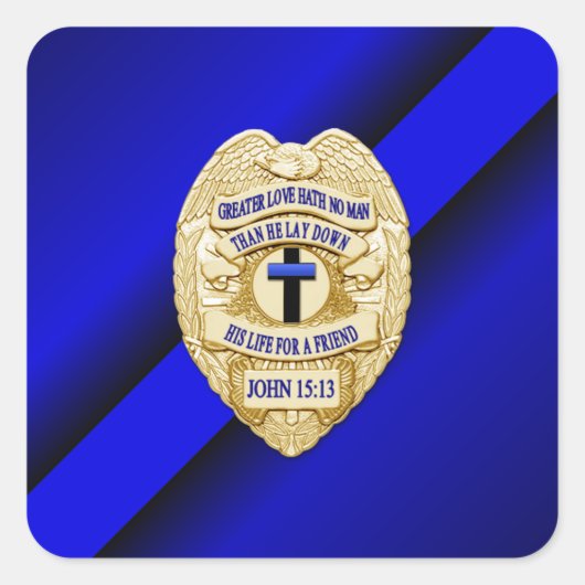Thin Blue Line Vierkante Sticker (Voorkant)