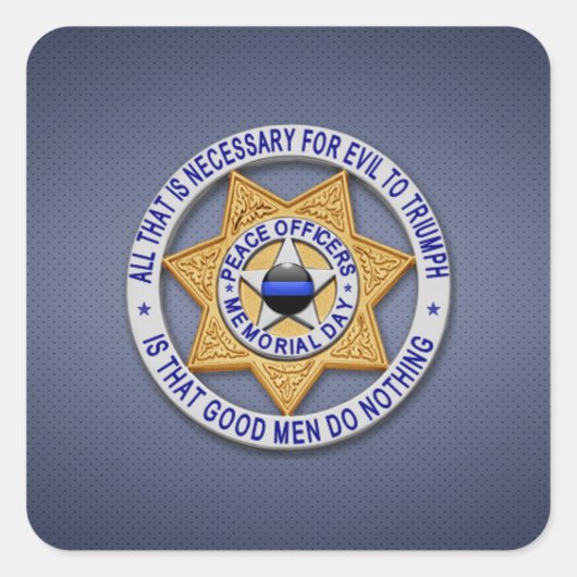 Thin Blue Line Vierkante Sticker (Voorkant)