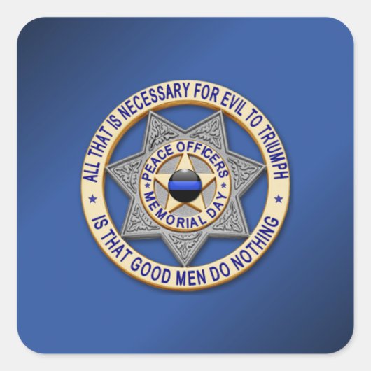 Thin Blue Line Vierkante Sticker (Voorkant)