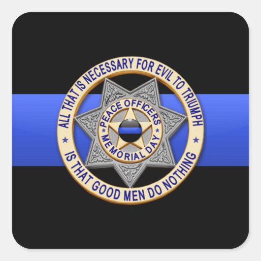 Thin Blue Line Vierkante Sticker (Voorkant)