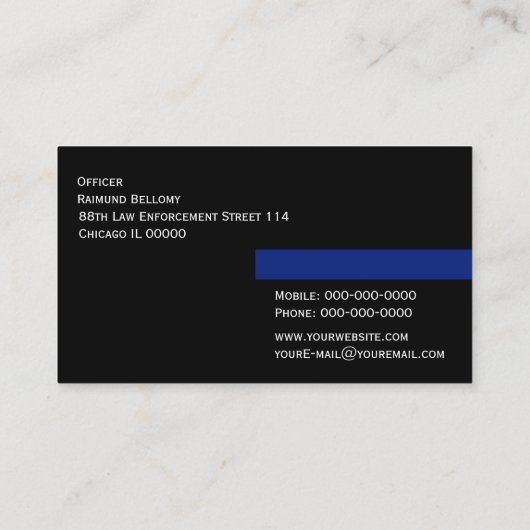 Thin Blue Line Visitekaartje (Achterkant)