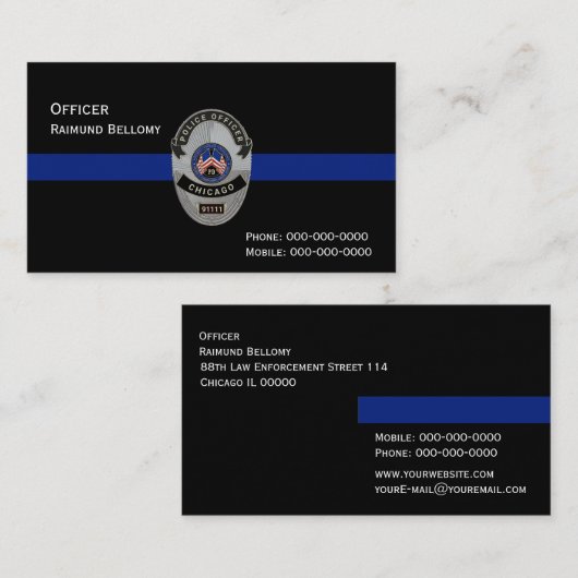 Thin Blue Line Visitekaartje (Voorkant / Achterkant)