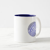 Thin Blue Line Wereldbol & Panic Button Tweekleurige Koffiemok (Voorkant rechts)