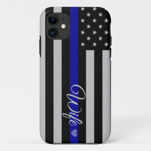 Thin Blue Line Wife Vlag iPhone 11 Hoesje