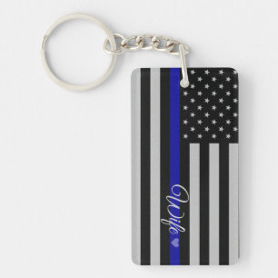 Thin Blue Line Wife Vlag Sleutelhanger