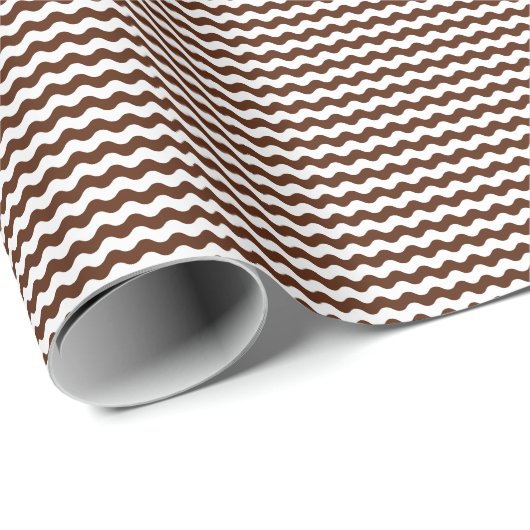Thin Brown and White Waves Wrapping Paper Cadeaupapier (Rol Hoek)
