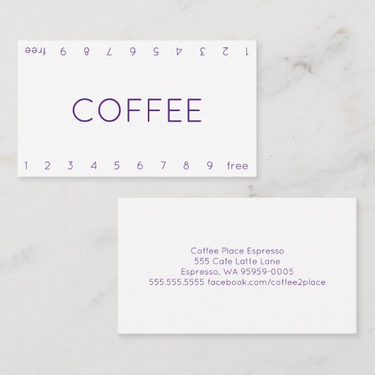 Thin Double Number Loyalty Coffee Punch Card (Voorkant / Achterkant)
