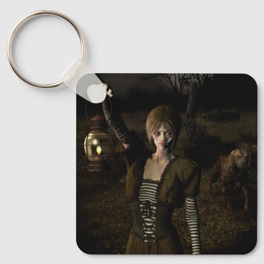 Thin female carrying lamp sleutelhanger (Voorkant)