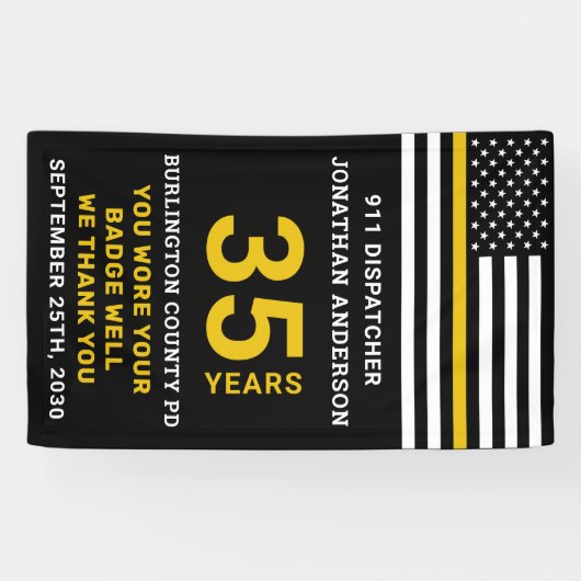 Thin Gold Line 911 Dispatcher Retirement Party Spandoek (Horizontaal)