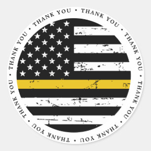 Thin Gold Line 911 Politie Dispatcher Hartelijk da Ronde Sticker