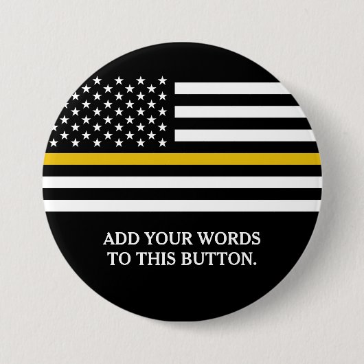 Thin Gold Line American Flag Custom Text Ronde Button 7,6 Cm (Voorkant)