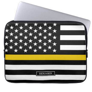 Thin Gold Line American Flag Dispatcher Laptop Sleeve