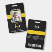Thin Gold Line Custom Photo 911 Dispatcher ID Kaar Badge (Voor- en achterkant)