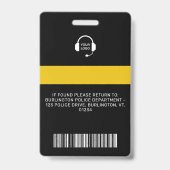 Thin Gold Line Custom Photo 911 Dispatcher ID Kaar Badge (Achterkant)