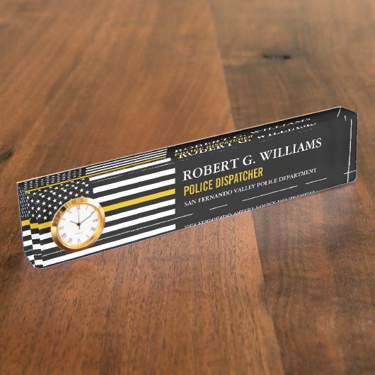 Thin Gold Line Dispatch Flag Custom Desk Naambordje (Zijkant)