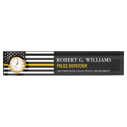 Thin Gold Line Dispatch Flag Custom Desk Naambordje (Voorkant)