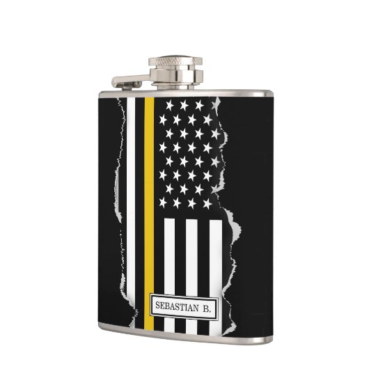 Thin Gold Line Dispatch USA Flag Torn Out Heupfles (Links)