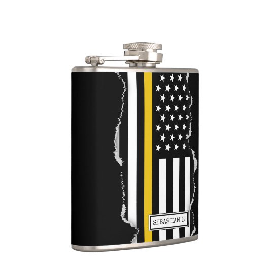 Thin Gold Line Dispatch USA Flag Torn Out Heupfles (Rechts)