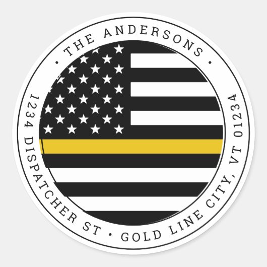 Thin Gold Line Dispatcher Cirkeladres retourzendin Ronde Sticker (Voorkant)