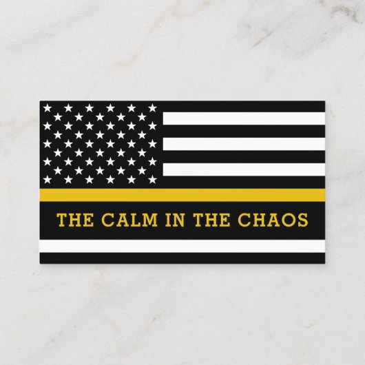 Thin Gold Line Flag Custom Logo 911 Dispatcher Visitekaartje (Achterkant)