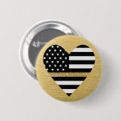 Thin Gold Line Glitter Heart Ronde Button 5,7 Cm (Voorkant /achterkant)