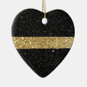 Thin Gold Line Glitter Keramisch Ornament (Rechts)
