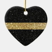 Thin Gold Line Glitter Keramisch Ornament (Achterkant)