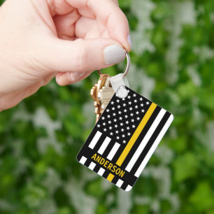 Thin Gold Line Personal Name 911 Dispatcher Ke Sleutelhanger
