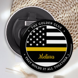 Thin Gold Line Personalized 911 Dispatcher Button Flesopener
