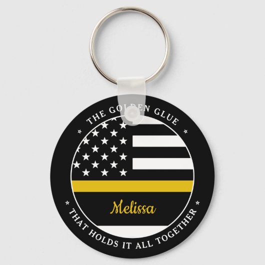 Thin Gold Line Personalized 911 Dispatcher Sleutelhanger (Achterkant)